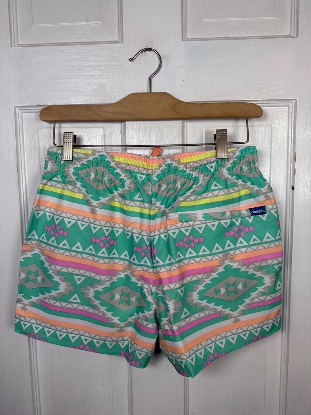 Chubbies The En Fuegos Classic 4” Swim Trunks  in Teal Geometric M-390 Sz M - Picture 7 of 11